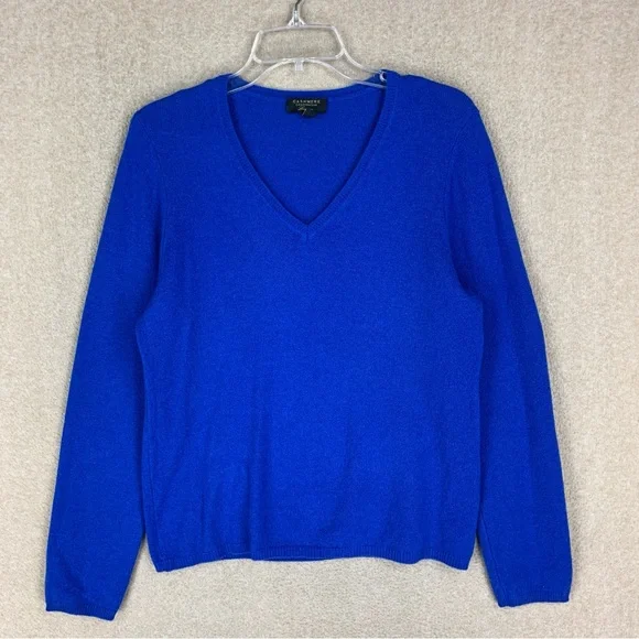 🚨 SOLD 🚨 Charter Club Cashmere Luxury Sweater size Large Royal Blue V Neck Pull - Picture 1 of 6